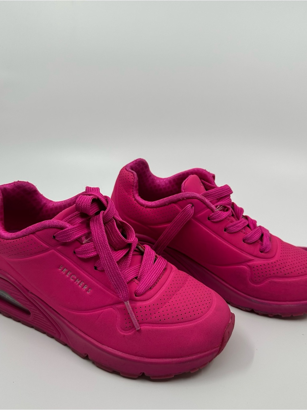 Skechers Kids Hot Pink Lace-Up Platform Sneakers